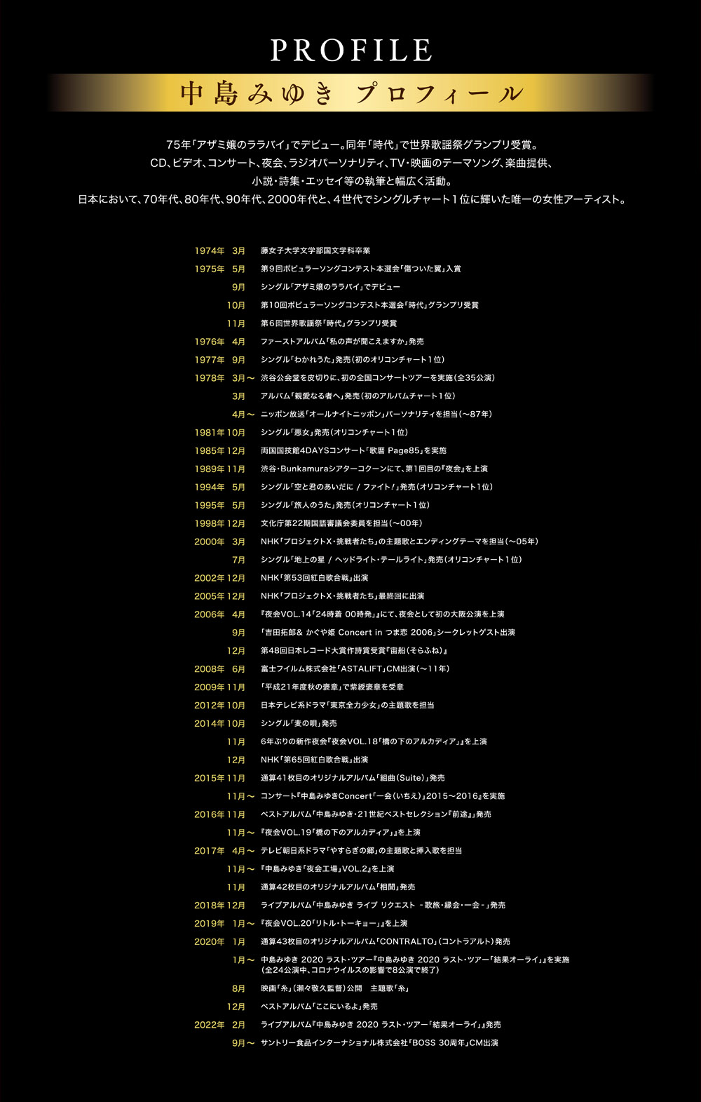 中島みゆき 夜会の軌跡 1989〜2002 劇場版 | 中島みゆき プロフィール